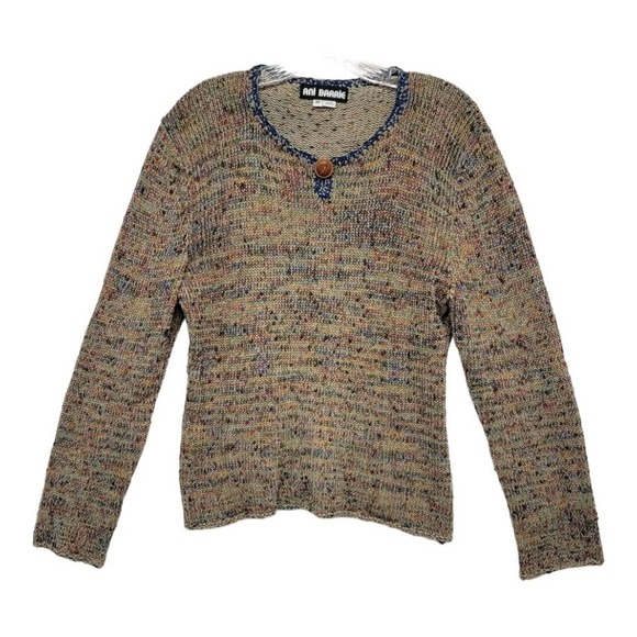 Ani Barre Sweaters - Ani Barrie Multicolor Pullover Sweater With Wooden Button Detail Size M